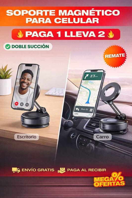 Soporte magnético Giratorio 360° con doble succión®