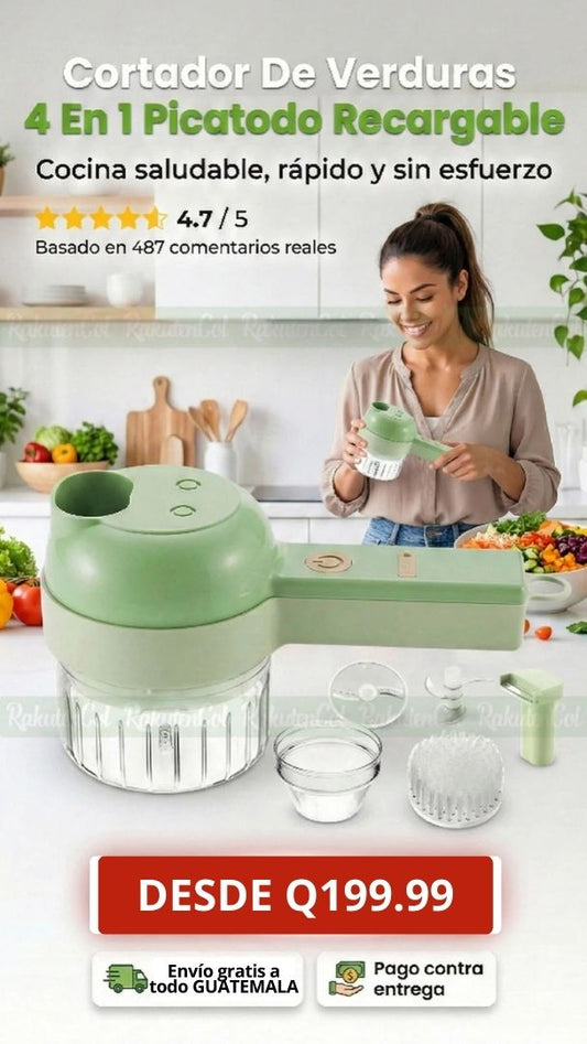 Cortador De Verduras 4 en 1 - Picatodo Recargable