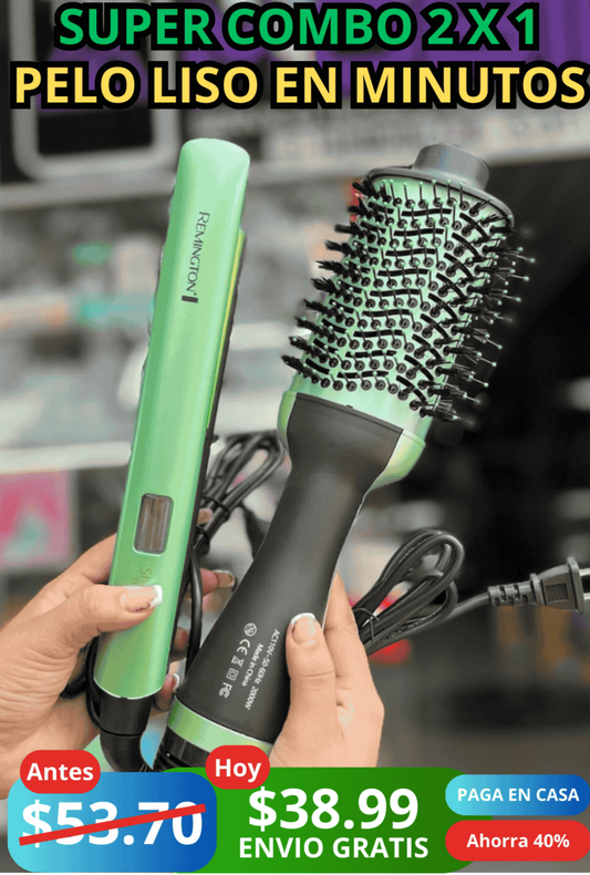 COMBO AGUACATE PLANCHA + CEPILLO ALISADOR