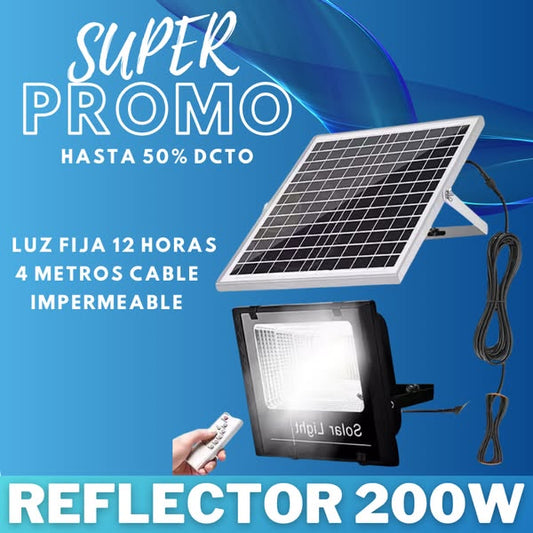 Reflector solar 13hrs iluminación super brillante 200w Luz Fija.