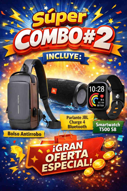 Super Combo Bolso Antirrobo con sistema de clave + Parlante charge 4 + Obsequio De Reloj inteligente T500🎁
